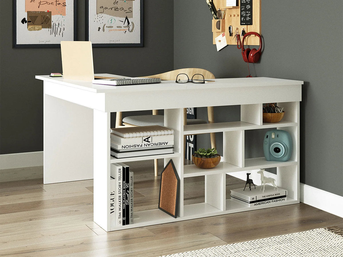 LILEUL Bureau d'Angle avec Rangements 129x120 cm