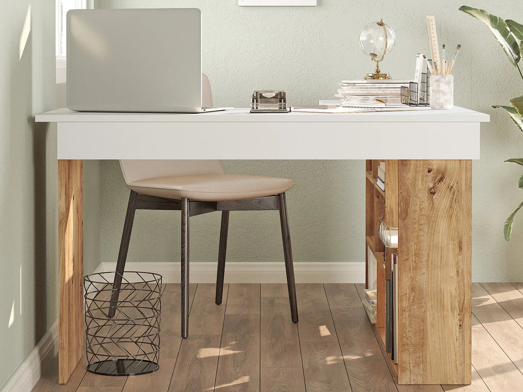 LILEUL Bureau d'Angle avec Rangements 129x120 cm