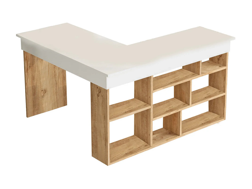 LILEUL Bureau d'Angle avec Rangements 129x120 cm