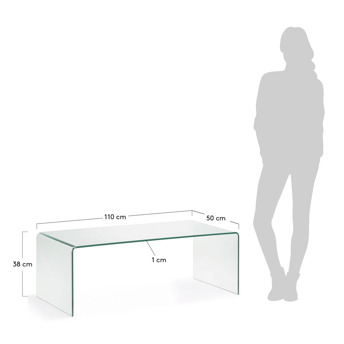 Table Basse en Verre Trempé 110x50 cm