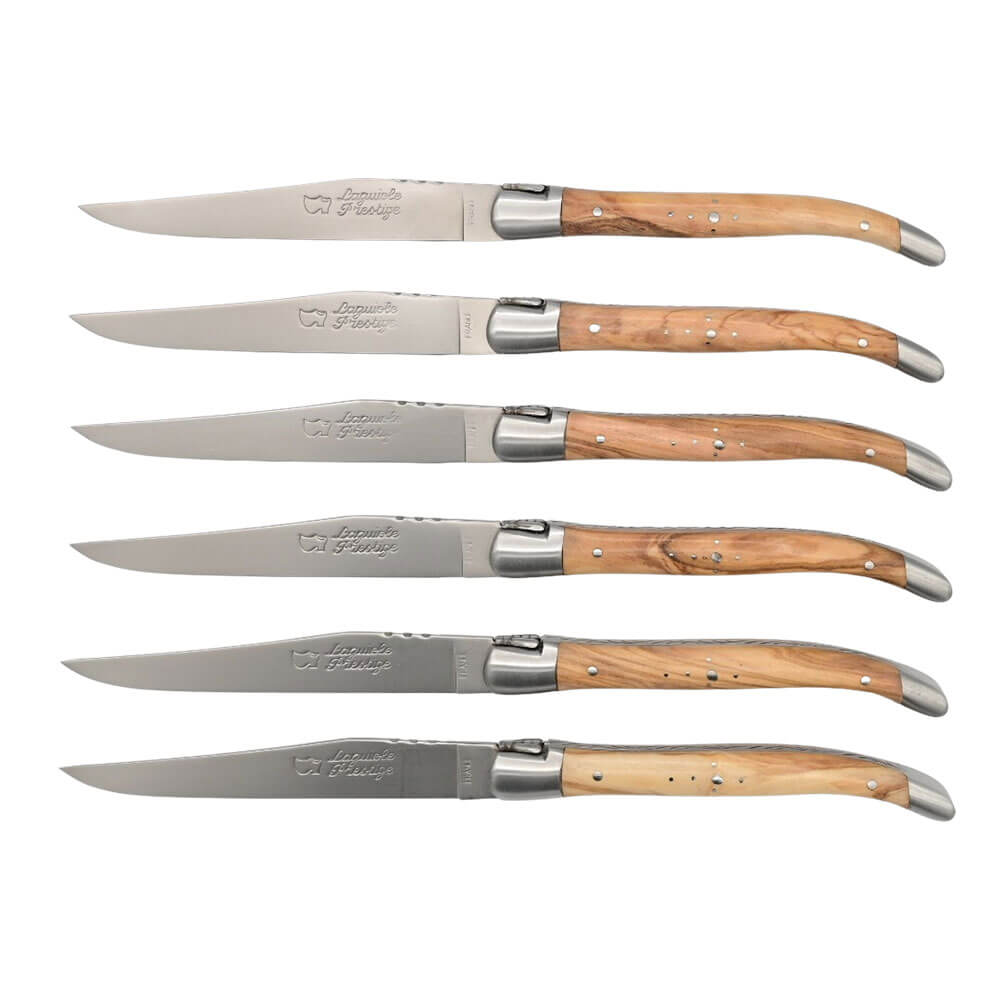 Coffret 6 Couteaux de Table en Bois d'Olivier
