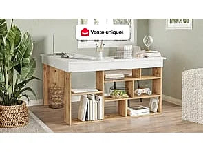 LILEUL Bureau d'Angle avec Rangements 129x120 cm