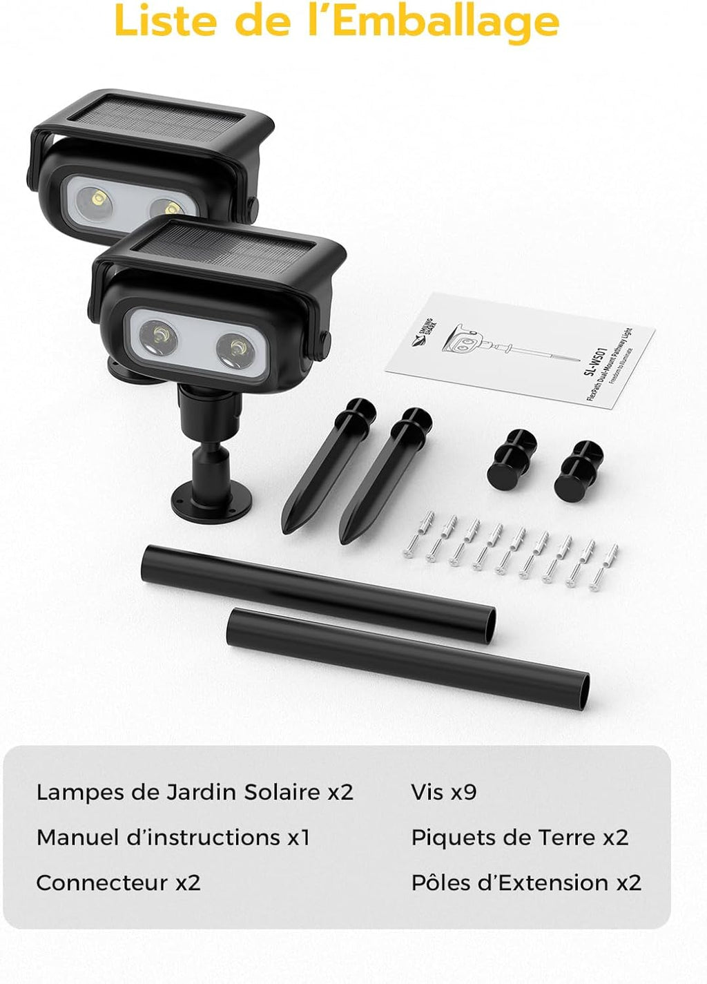 Spots Solaires Extérieurs LED avec Détecteur de Mouvement Blanc Chaud