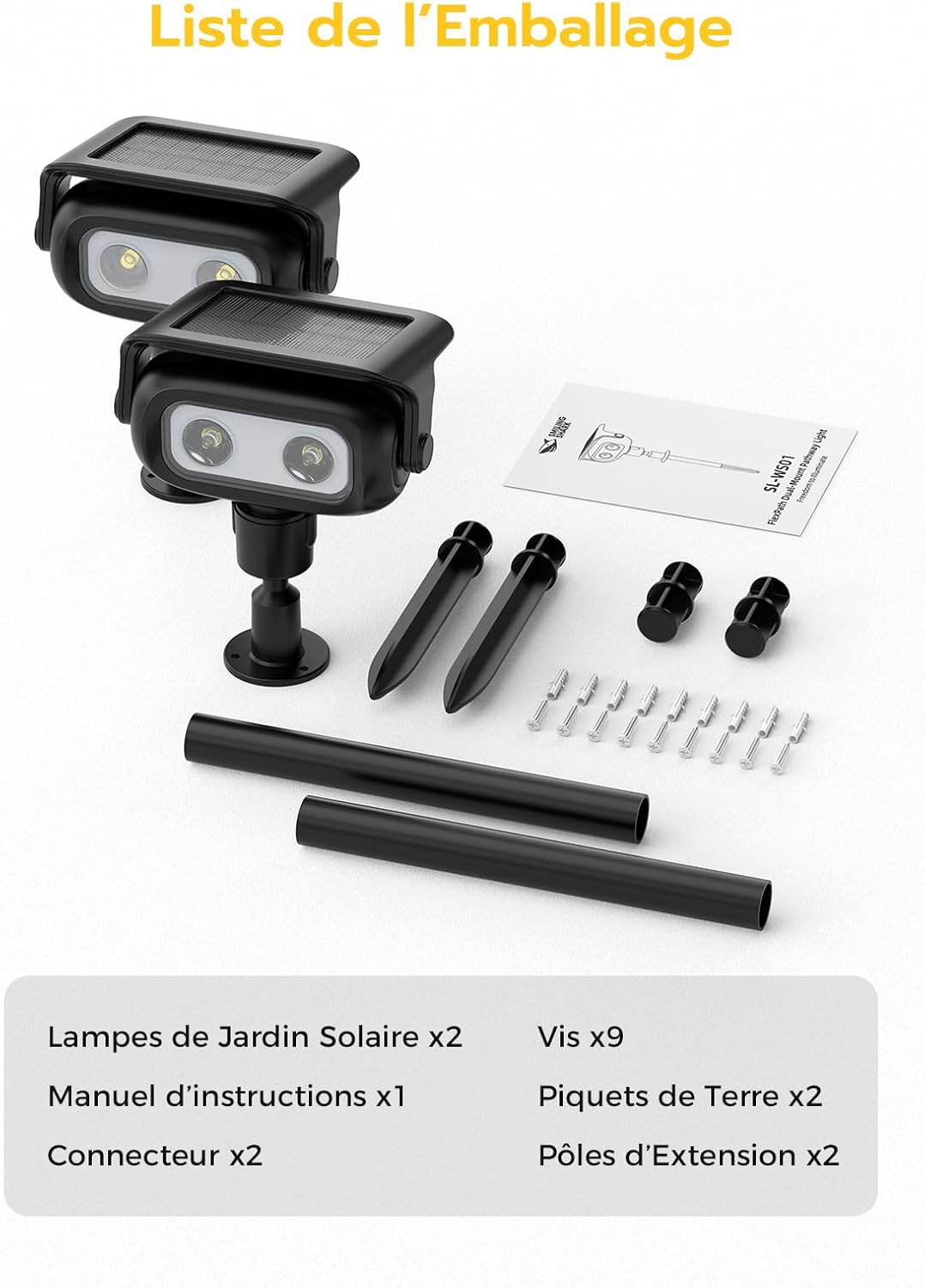 Spots Solaires Extérieurs LED avec Détecteur de Mouvement Blanc Chaud