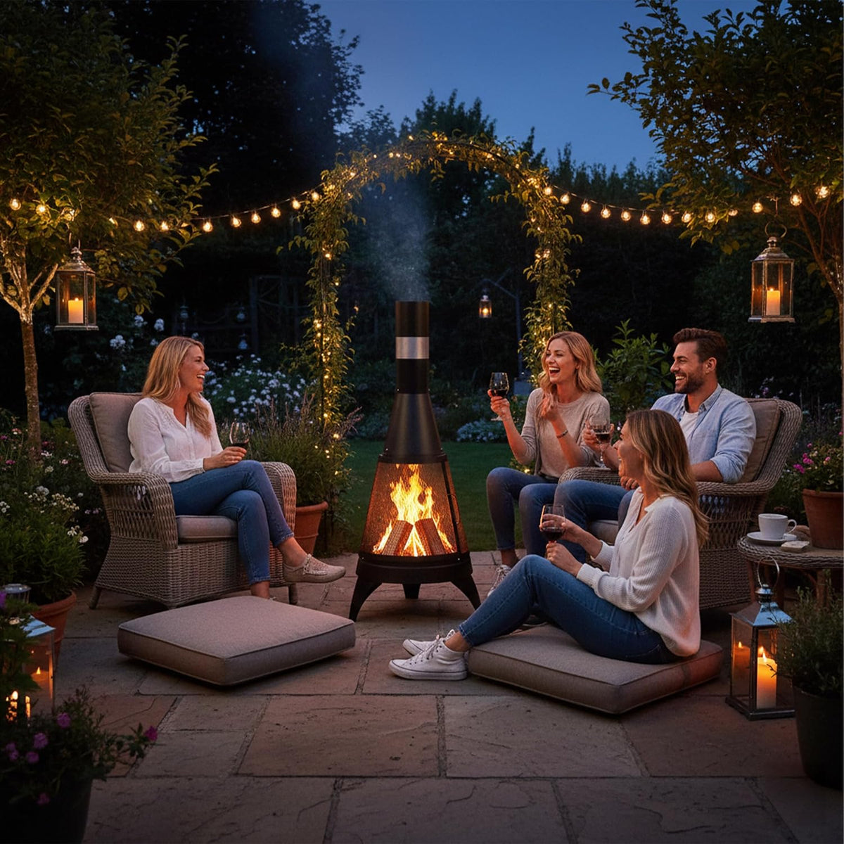 Cheminée de Terrasse en Acier avec Pare-Étincelles 120x47 cm