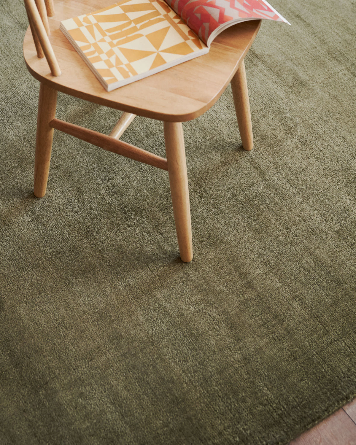 Empuries Tapis en Tissu Effet Laine Vert 160 x 230 cm