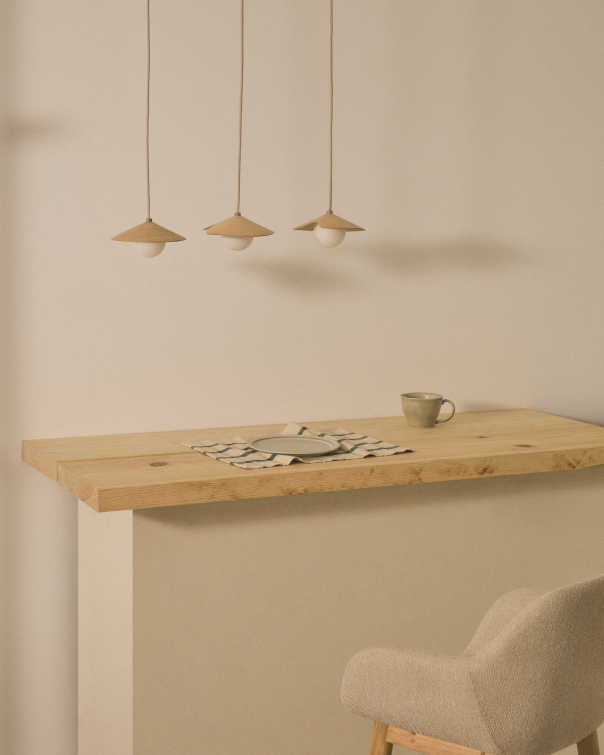 Wilara Plafonnier en Placage de Chêne et Verre