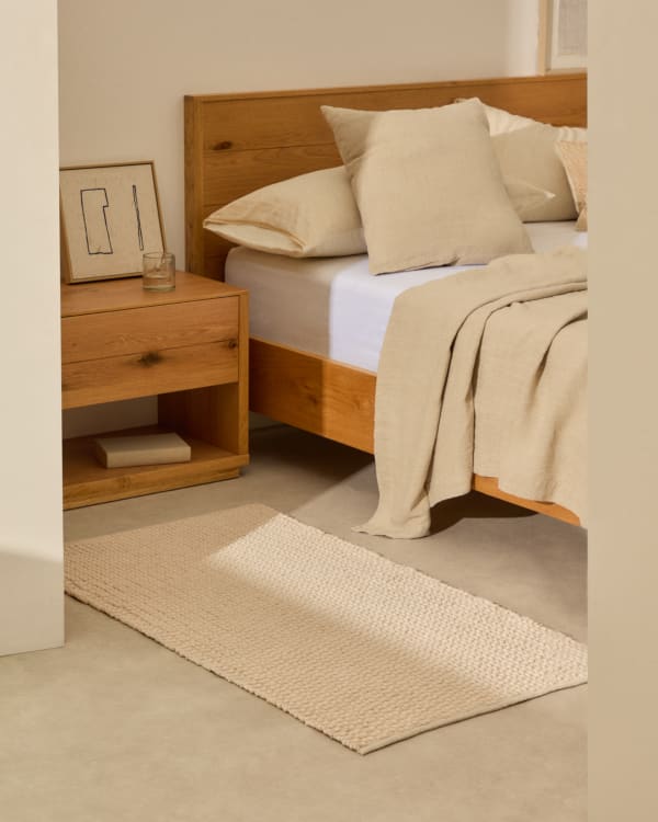 Mascarell Tapis en Coton et Polyester Blanc 160 x 230 cm