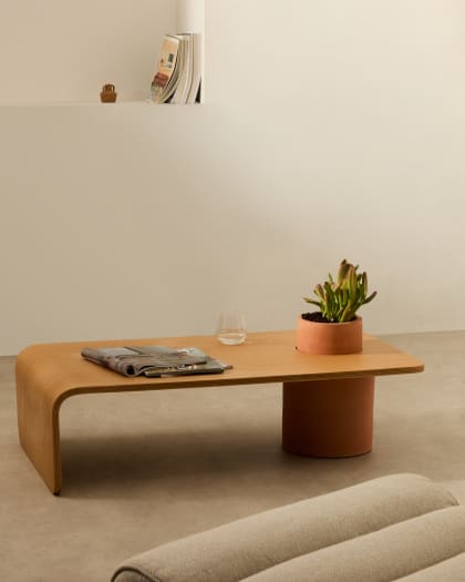 Tavine Table Basse en Bois d’Acacia et Acier Ø 49 cm