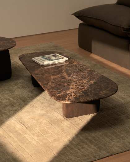 Olir Table Basse en Verre Trempé et Acier 140x80 cm