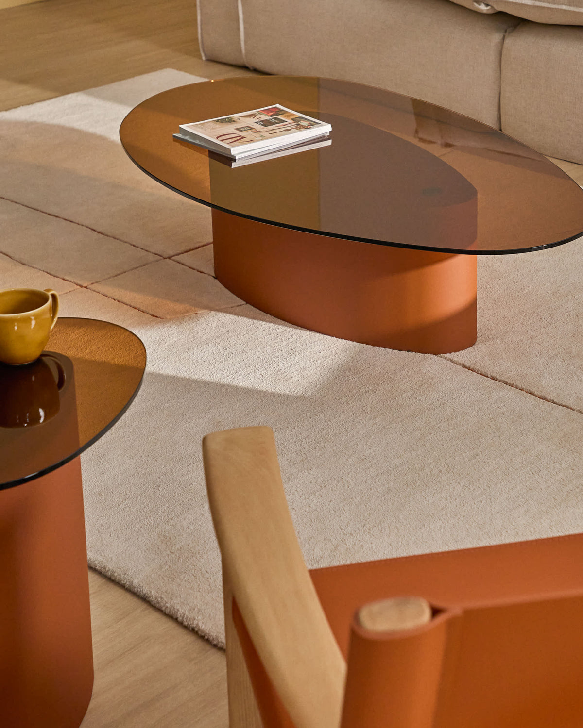 Olir Table Basse en Verre Trempé et Acier 140x80 cm