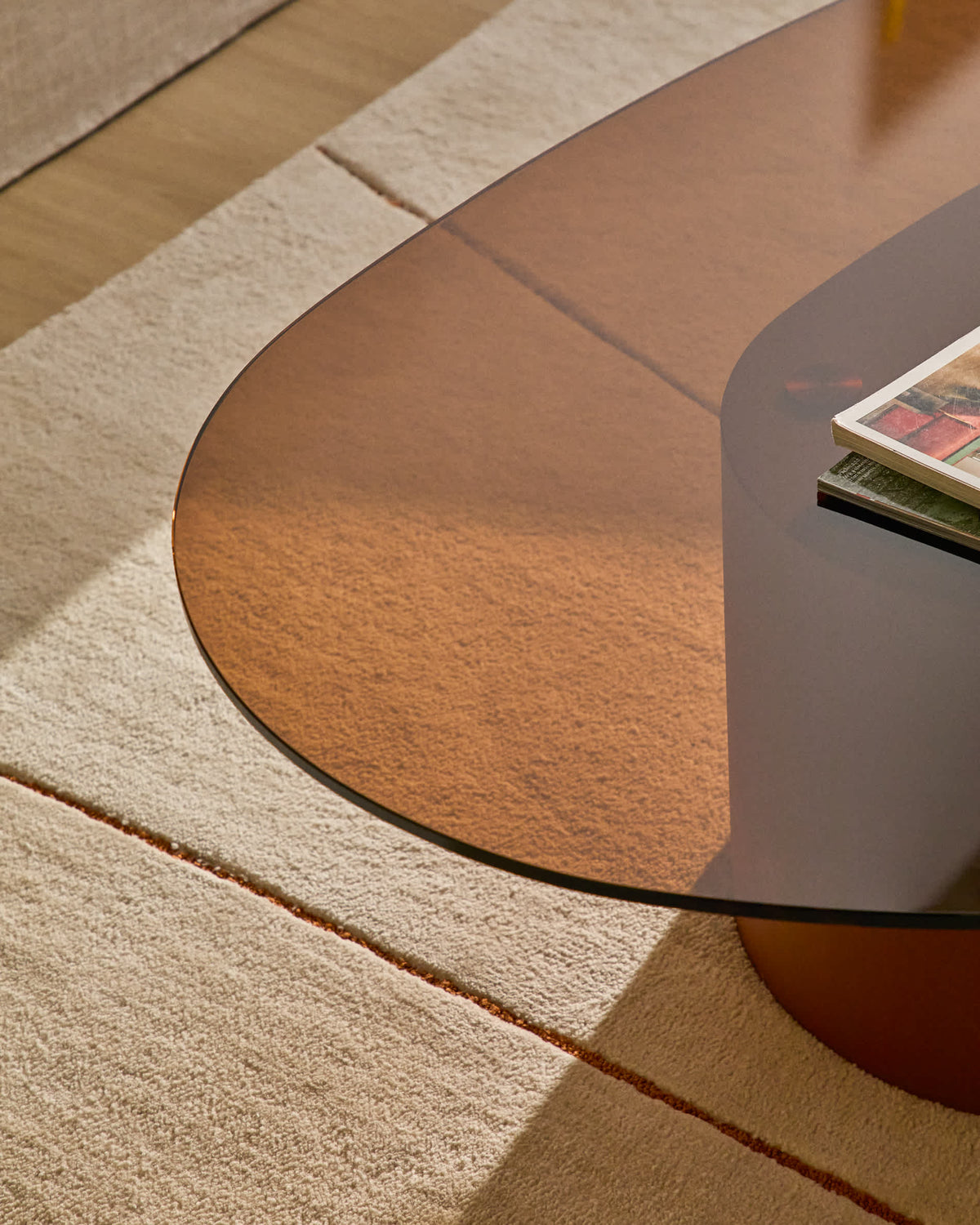 Olir Table Basse en Verre Trempé et Acier 140x80 cm