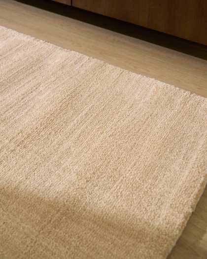 Lisdan Tapis en Tissu Écru et Vert 160 x 230 cm