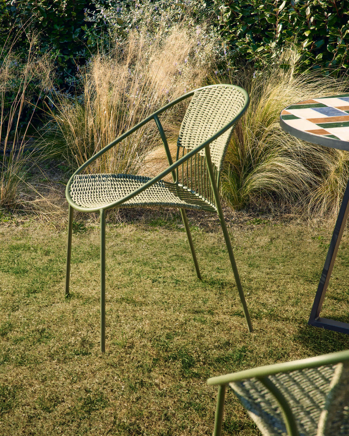 Atrani Chaise Empilable d'Extérieur en Acier Galvanisé et Corde