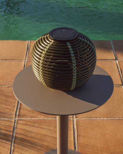 Aldet Lampe de Table Solaire d’Extérieur en Corde et Métal 16x30 cm