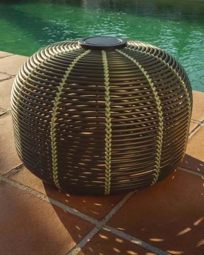 Aldet Lampe de Table Solaire d’Extérieur en Corde et Métal 16x30 cm