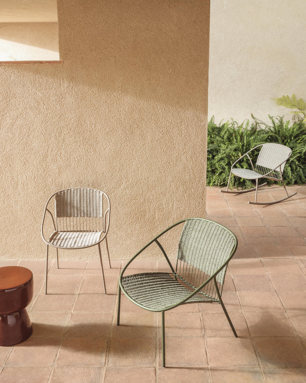 Atrani Chaise Empilable d'Extérieur en Acier Galvanisé et Corde