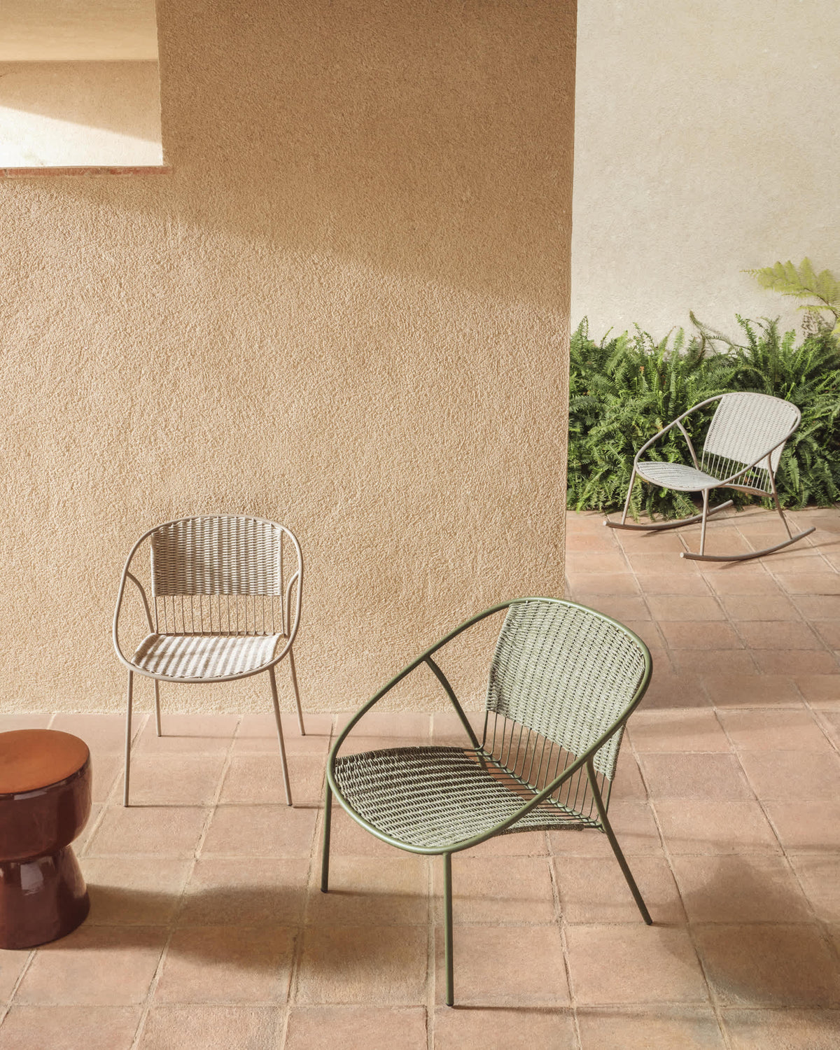 Atrani Chaise Empilable d'Extérieur en Acier Galvanisé et Corde