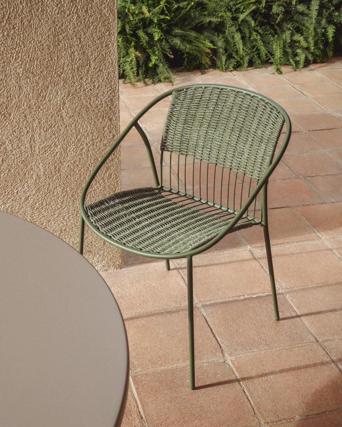 Atrani Chaise Empilable d'Extérieur en Acier Galvanisé et Corde