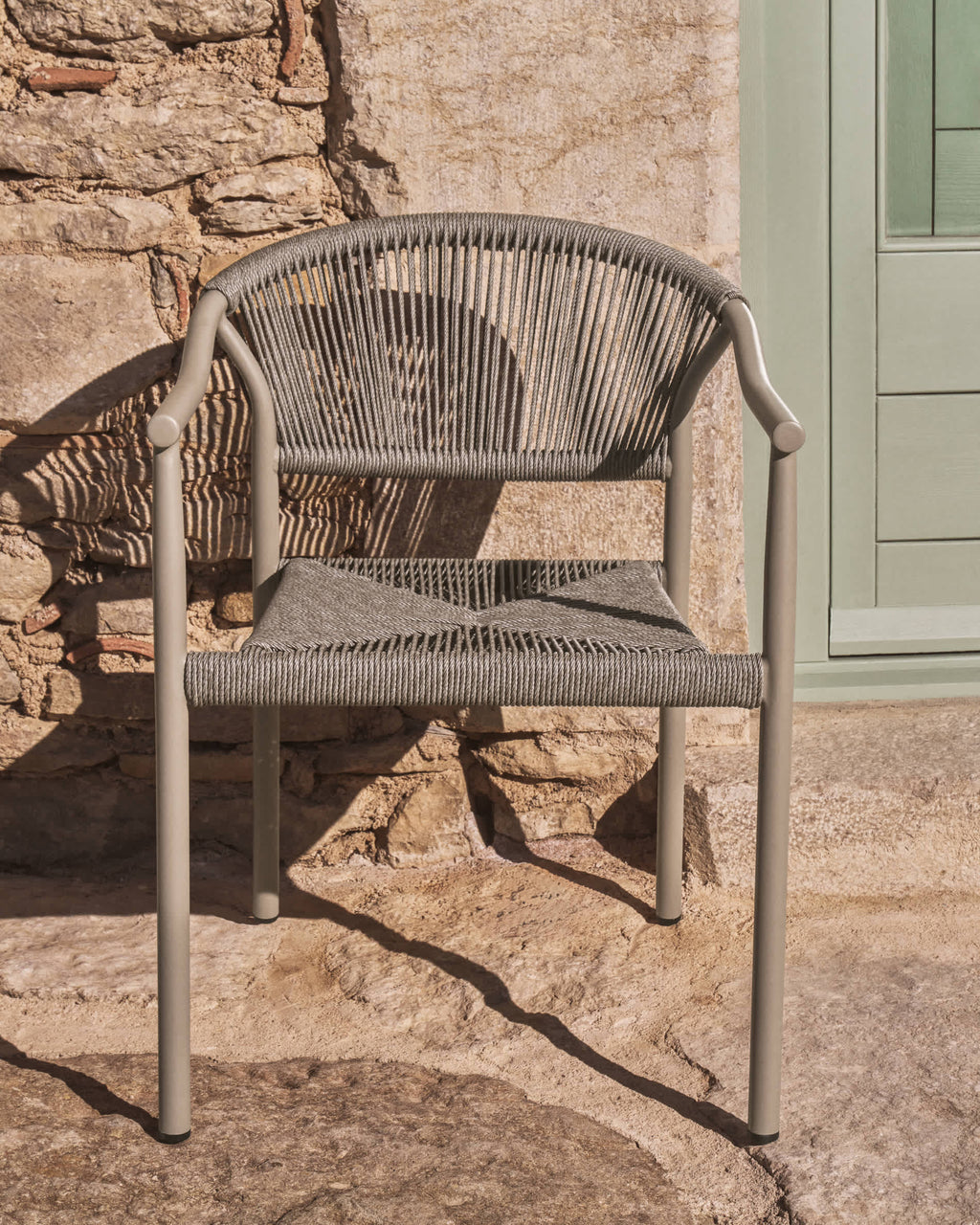 Livadia Chaise Empilable d'Extérieur en Aluminium et Corde