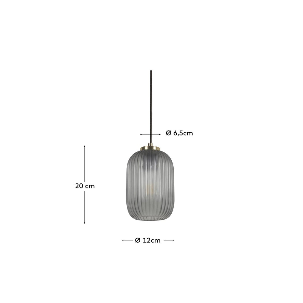 Hestia Suspension en Métal et Verre Gris