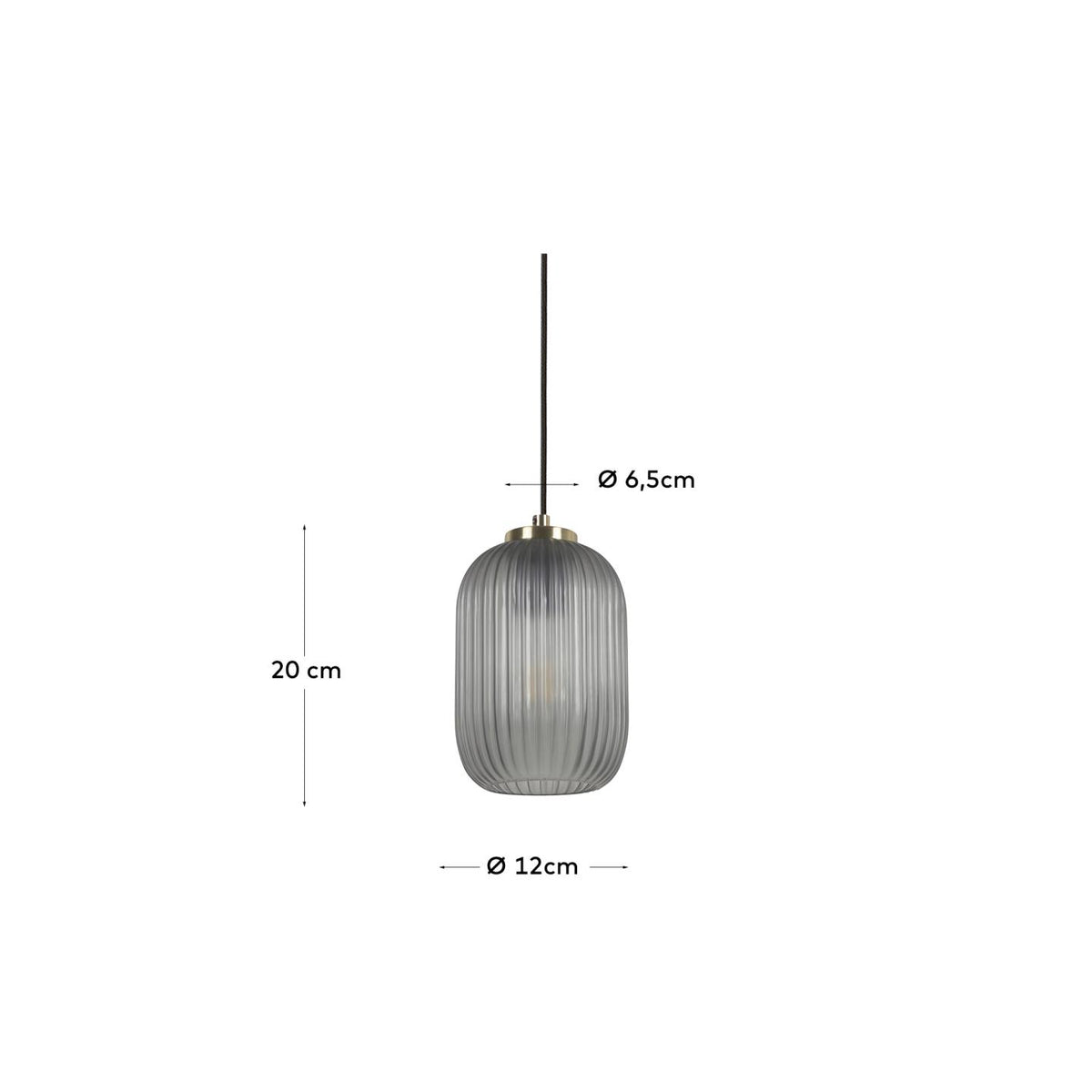 Hestia Suspension en Métal et Verre Gris
