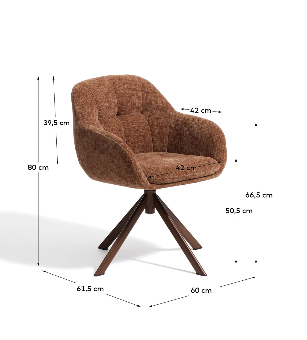 Dorina Chaise Pivotante en Tissu Chenille et Acier
