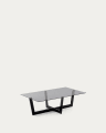 Plam Table Basse en Verre Trempé et Acier 120x70 cm