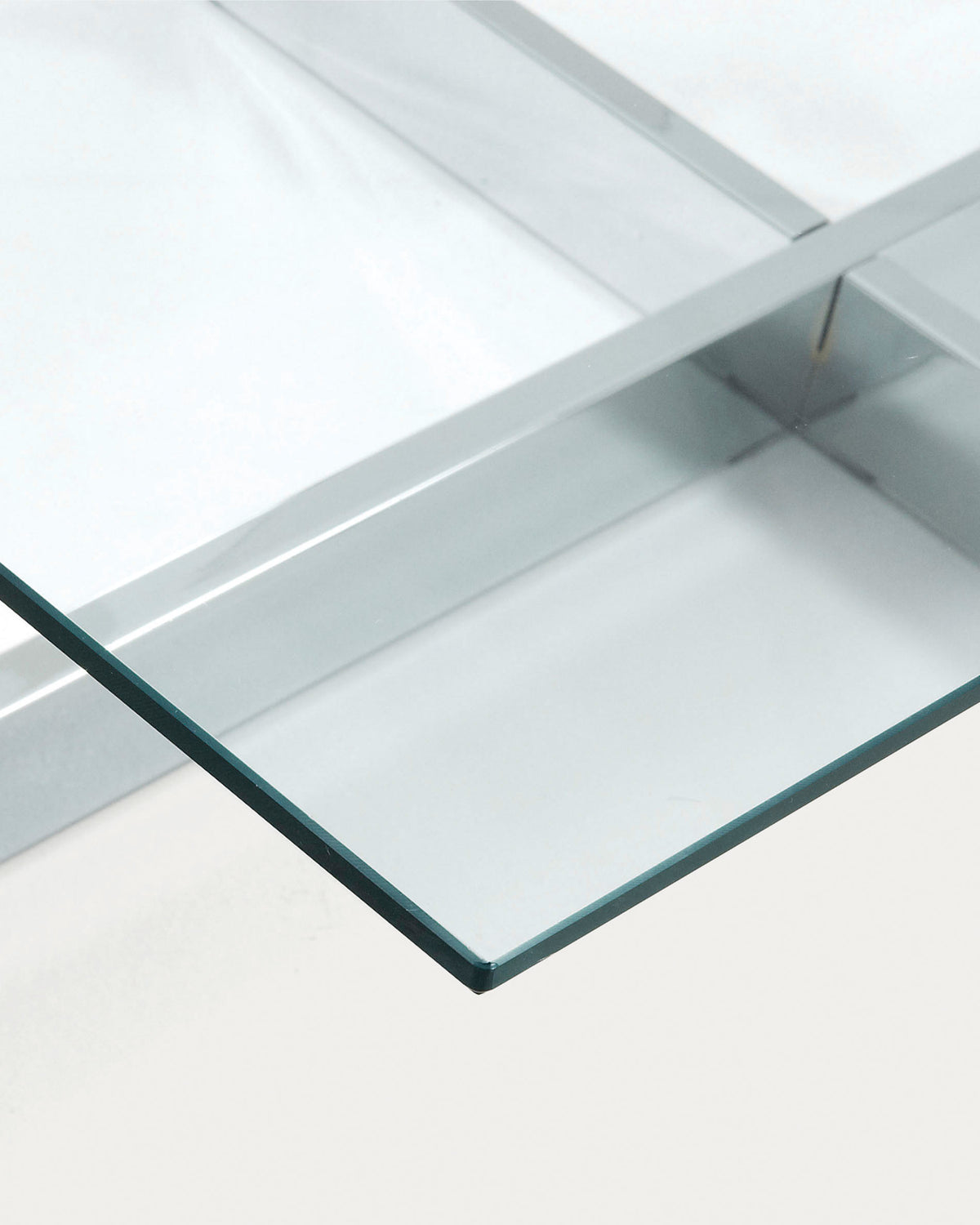 Plam Table Basse en Verre Trempé et Acier 120x70 cm