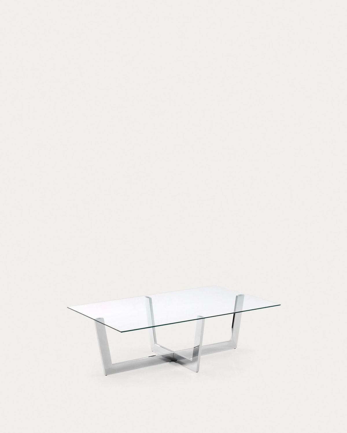 Plam Table Basse en Verre Trempé et Acier 120x70 cm