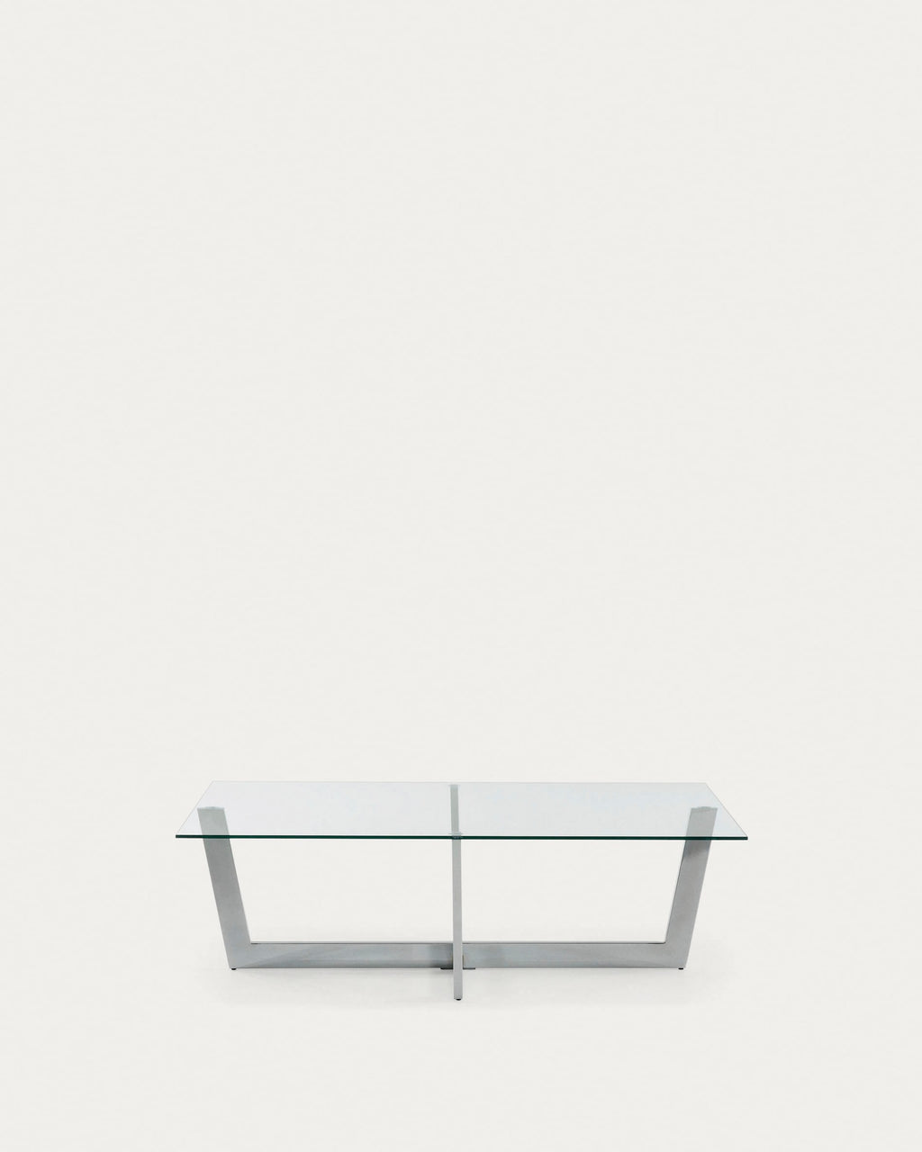 Plam Table Basse en Verre Trempé et Acier 120x70 cm