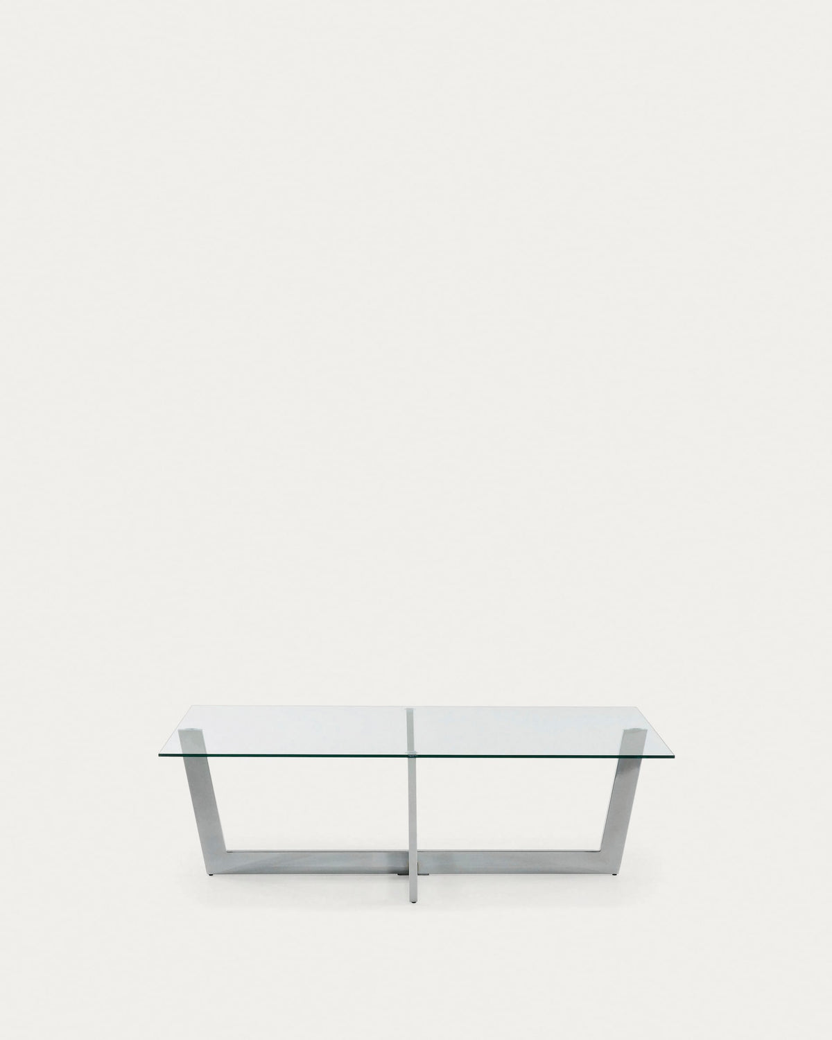 Plam Table Basse en Verre Trempé et Acier 120x70 cm