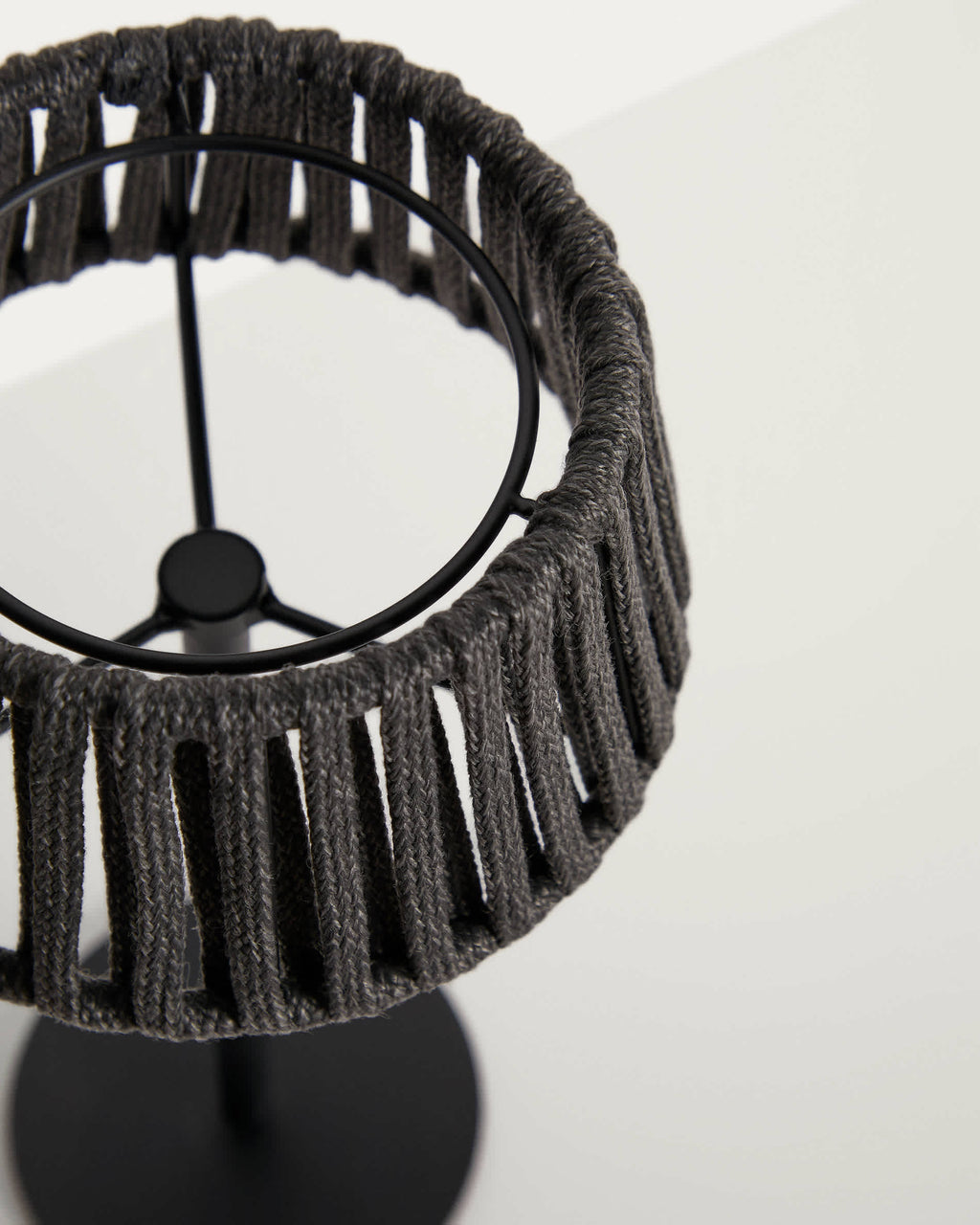 Aldet Lampe de Table Solaire d’Extérieur en Corde et Métal 16x30 cm