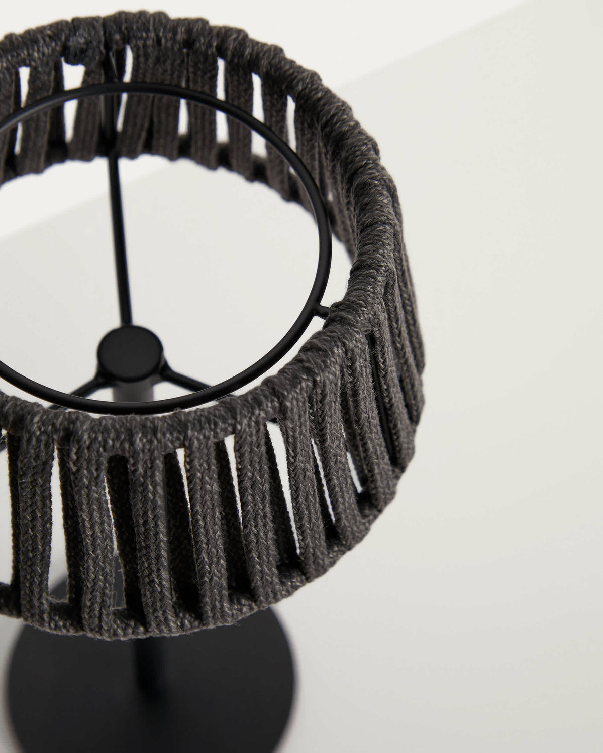 Aldet Lampe de Table Solaire d’Extérieur en Corde et Métal 16x30 cm
