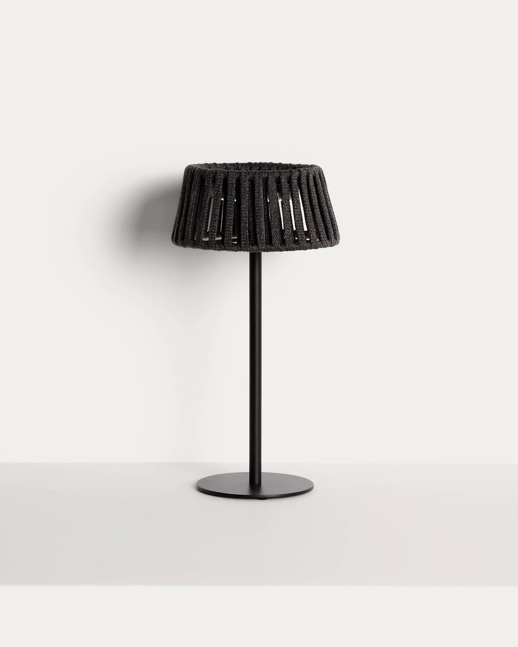 Aldet Lampe de Table Solaire d’Extérieur en Corde et Métal 16x30 cm