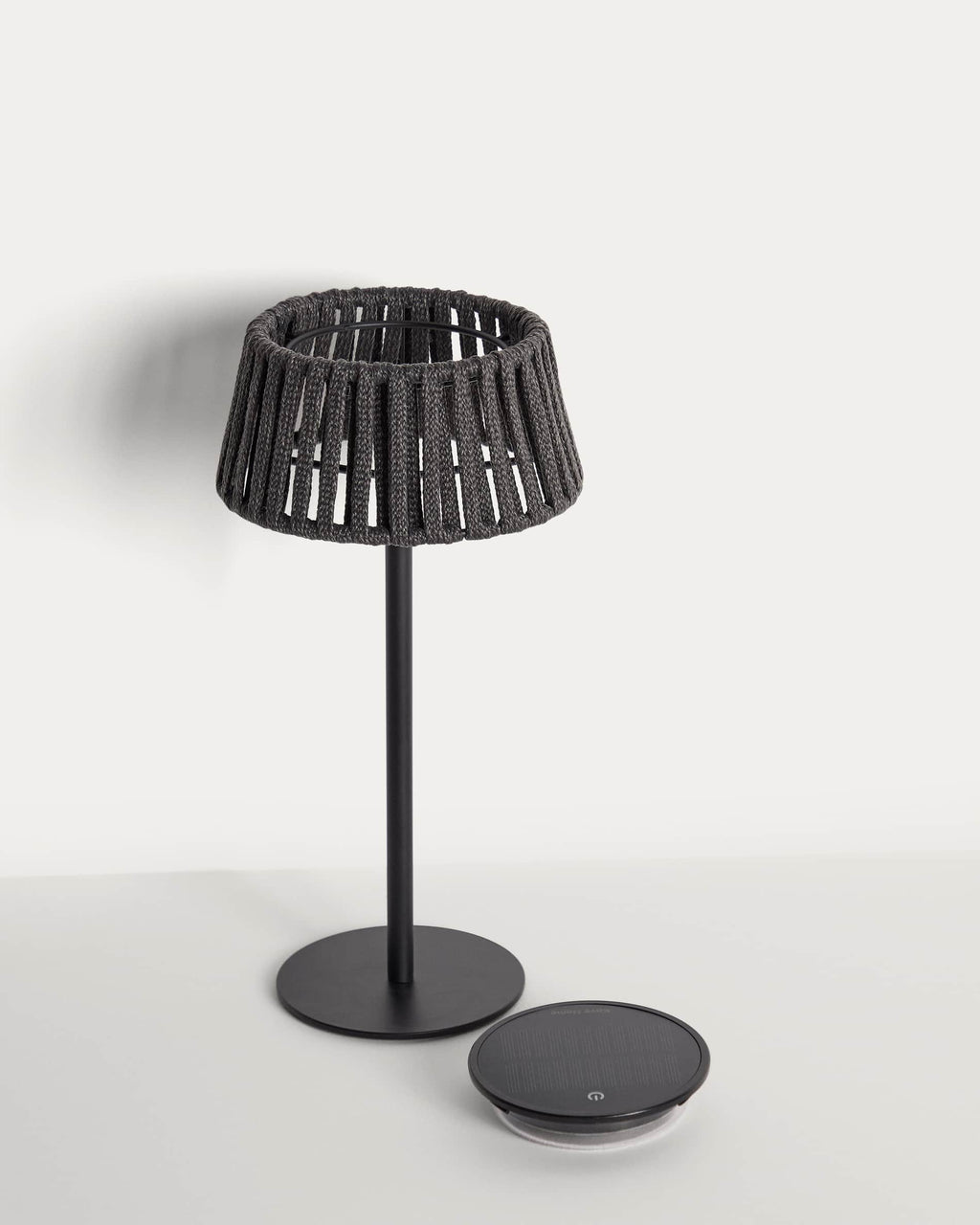 Aldet Lampe de Table Solaire d’Extérieur en Corde et Métal 16x30 cm