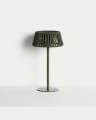 Aldet Lampe de Table Solaire d’Extérieur en Corde et Métal 16x30 cm