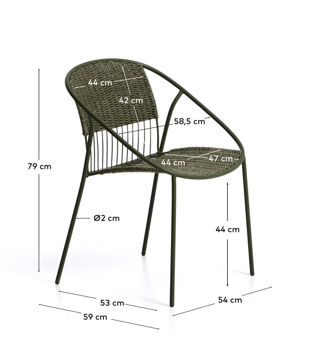Atrani Chaise Empilable d'Extérieur en Acier Galvanisé et Corde