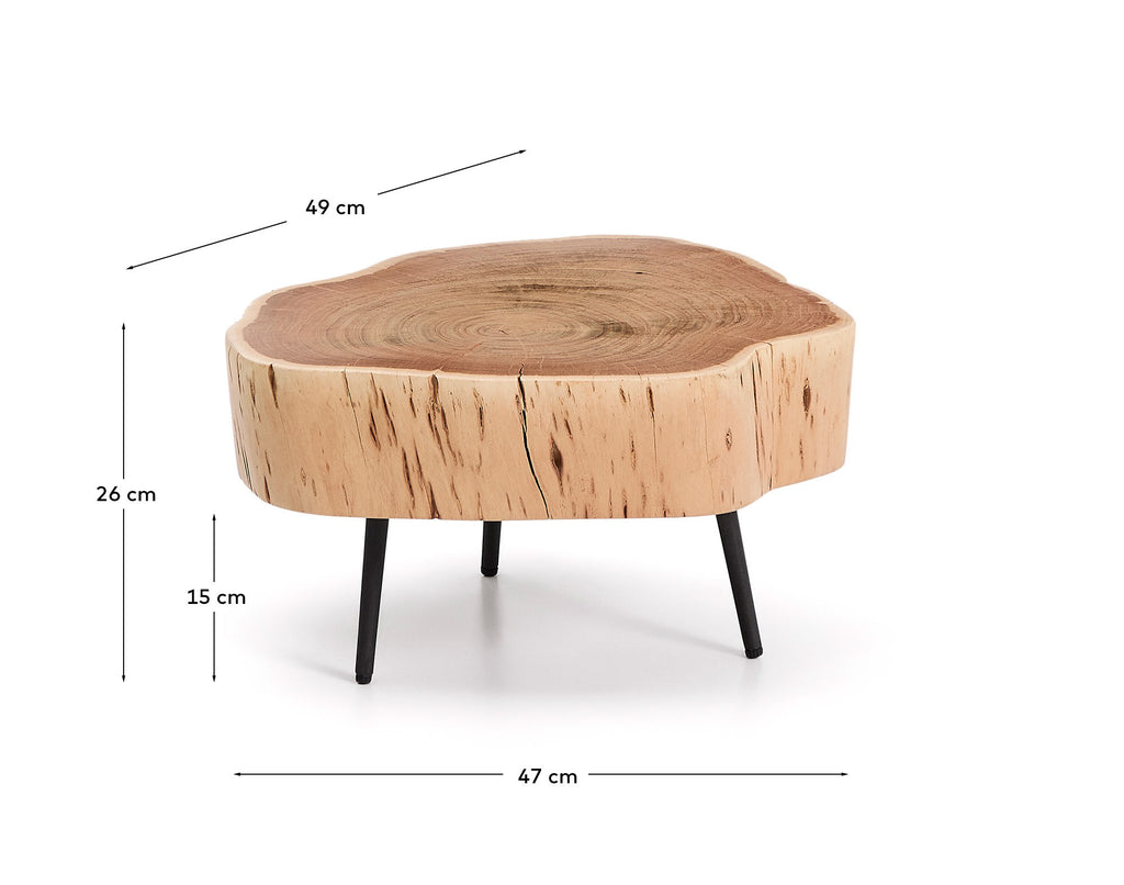 Tavine Table Basse en Bois d’Acacia et Acier Ø 49 cm