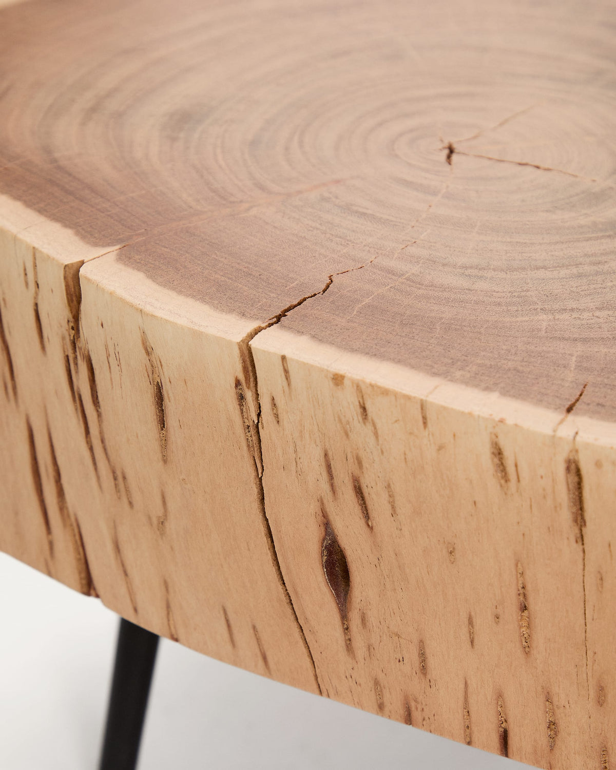 Tavine Table Basse en Bois d’Acacia et Acier Ø 49 cm