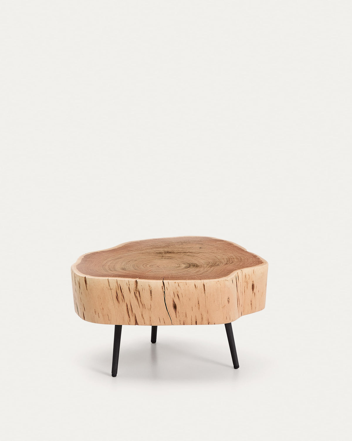 Tavine Table Basse en Bois d’Acacia et Acier Ø 49 cm
