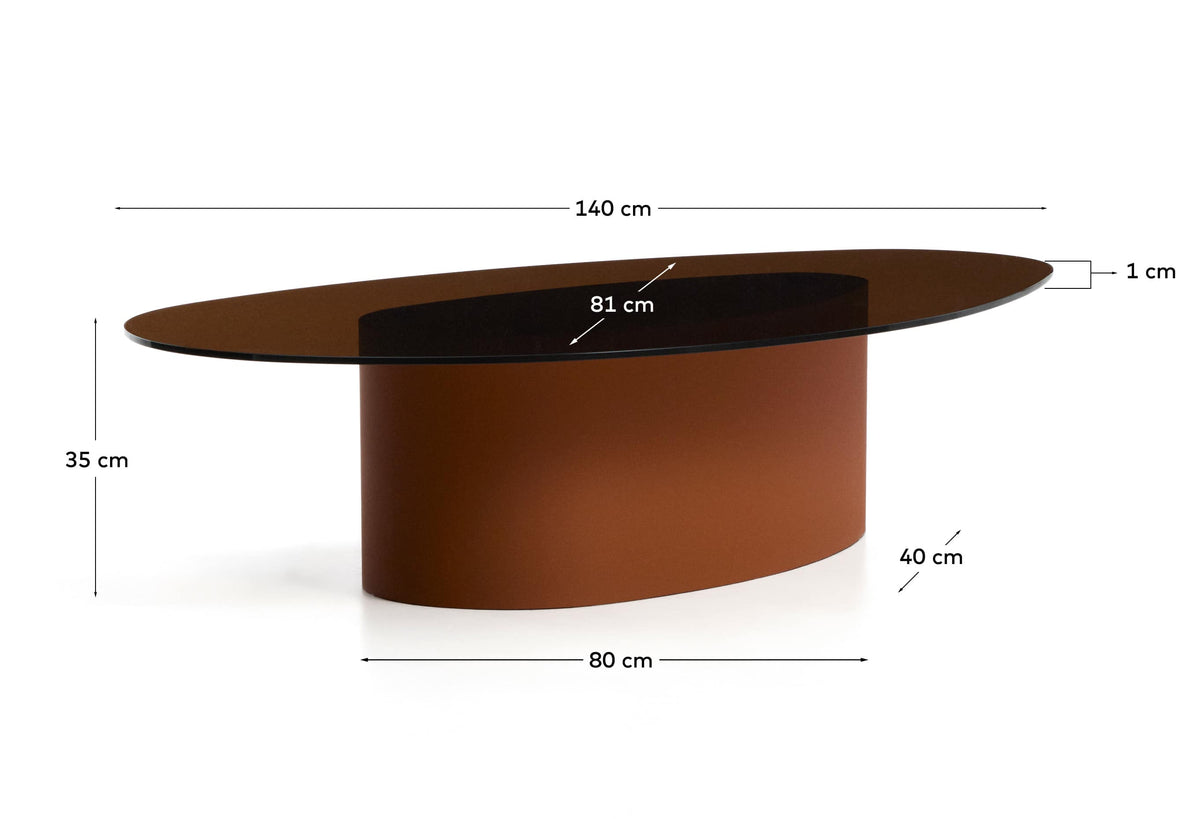 Olir Table Basse en Verre Trempé et Acier 140x80 cm