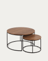 Yoana Ensemble 2 Tables d'Appoint Gigognes en Bois et Métal Ø 80 cm / Ø 50 cm