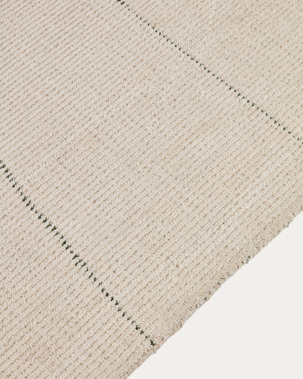 Lisdan Tapis en Tissu Écru et Vert 160 x 230 cm