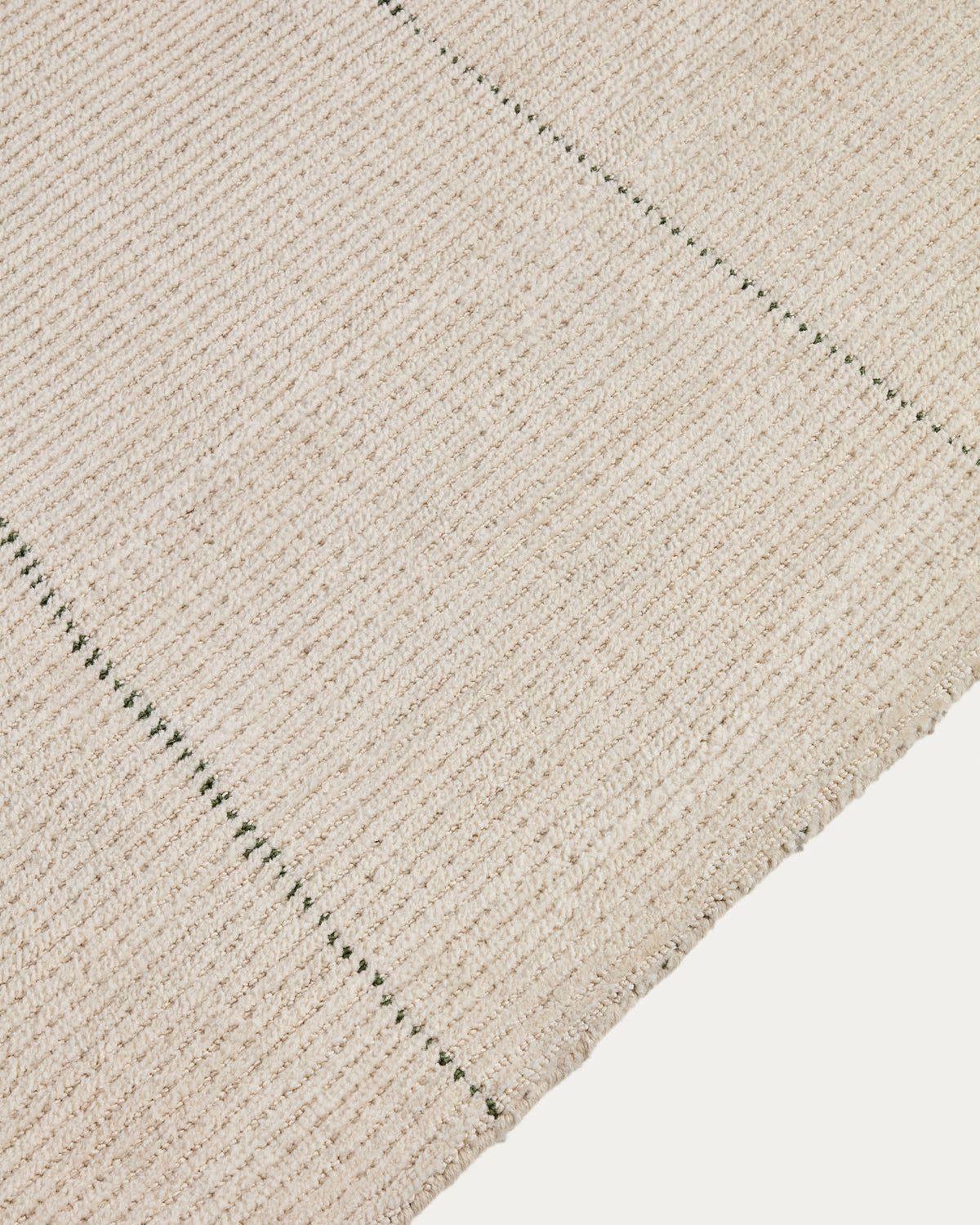 Lisdan Tapis en Tissu Écru et Vert 160 x 230 cm