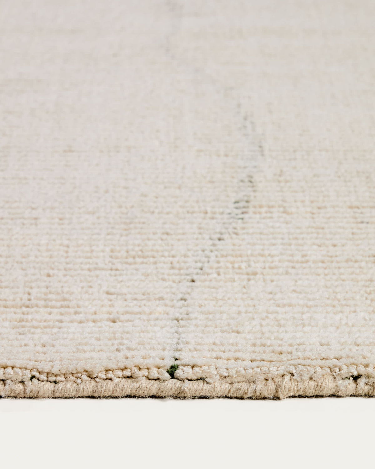 Lisdan Tapis en Tissu Écru et Vert 160 x 230 cm