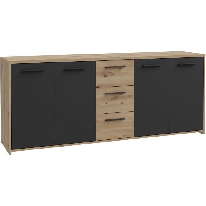 Buffet Contemporain 4 Portes 3 Tiroirs 179x42 cm