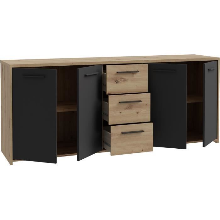Buffet Contemporain 4 Portes 3 Tiroirs 179x42 cm