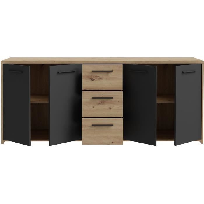 Buffet Contemporain 4 Portes 3 Tiroirs 179x42 cm