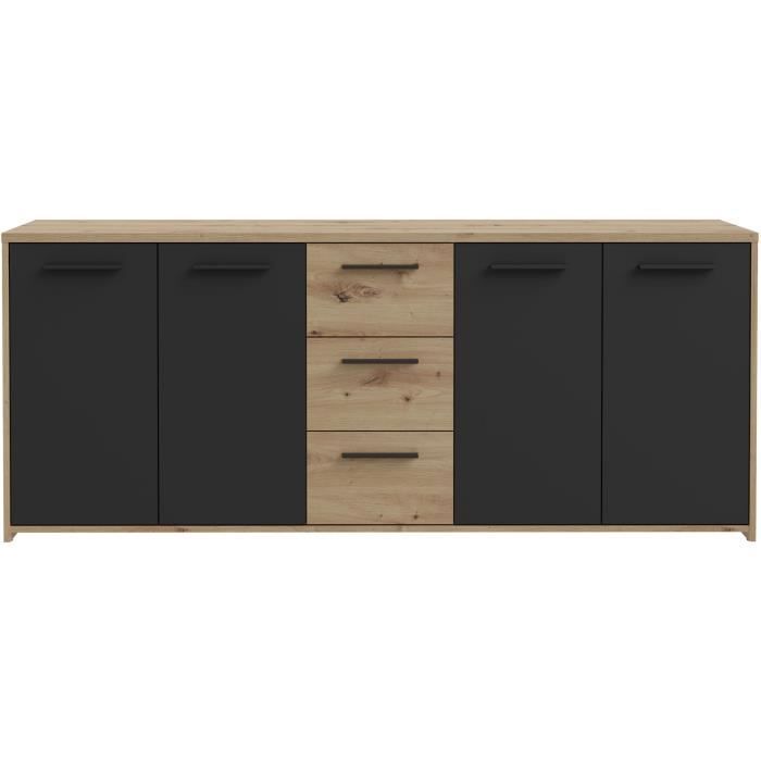 Buffet Contemporain 4 Portes 3 Tiroirs 179x42 cm